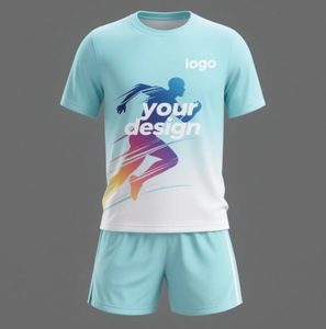 Ensemble de course unisexe pour les sports d'été T-shirts et shorts respirants à manches courtes pour hommes Ensemble de 2 pièces d'entraînement à col rond - Product Image 3