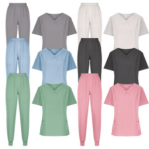 Women Hospital <b>Scrub</b> Set Two Piece Short Sleeve Lightweight Moisture Wicking Work Uniforms Split Set For Medical Caregiver - Product Image 4