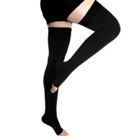 Bas de compression cuissardes à logo personnalisé pour varices et gonflements, à bout ouvert, 15-20 mmHg, soutien des jambes pour usage quotidien