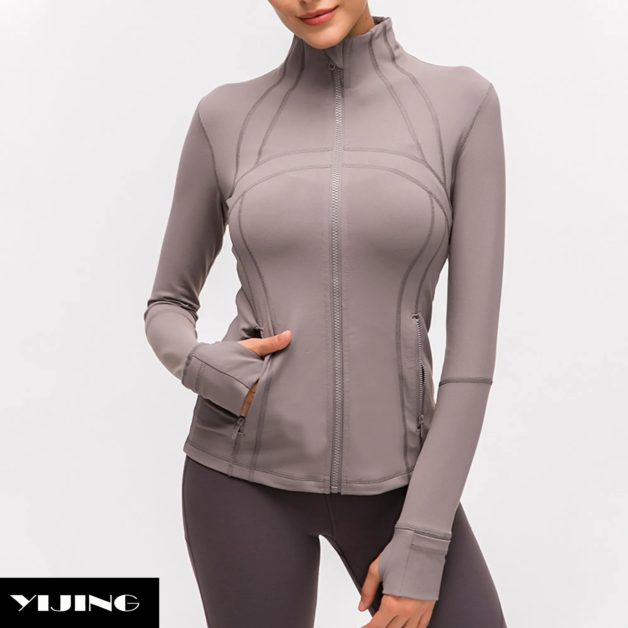 Ropa deportiva de manga larga de talla grande de invierno para mujer, Tops con cremallera, abrigo, entrenamiento, gimnasio, correr, chaqueta de Yoga para mujer, ropa deportiva