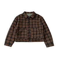 Vestes personnalisées pour hommes, veste courte à carreaux, veste en flanelle à carreaux, fermeture éclair, style streetwear, vêtements de travail, broderie personnalisée