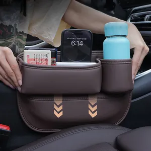 Organizer penyimpanan jok mobil, kotak pengisi celah kursi mobil Universal cocok untuk kulit imitasi Premium dapat disesuaikan