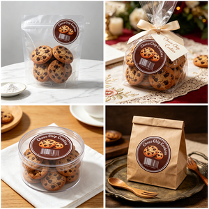 Étiquette autocollante personnalisée pour emballage de biscuits ronds aux pépites de chocolat, pour sceller les boîtes et sacs de desserts et de friandises, idéale pour la marque. - Product Image 6