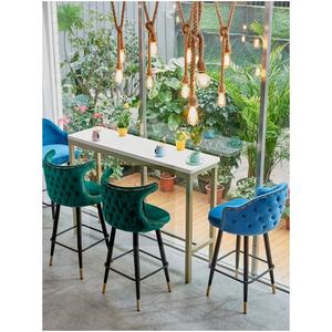 <span class=keywords><strong>Chaise</strong></span> <span class=keywords><strong>de</strong></span> <span class=keywords><strong>bar</strong></span> à café <span class=keywords><strong>bleu</strong></span> moderne à dossier boutonné Tabourets <span class=keywords><strong>de</strong></span> <span class=keywords><strong>bar</strong></span> <span class=keywords><strong>de</strong></span> luxe avec dossier <span class=keywords><strong>Chaise</strong></span> <span class=keywords><strong>de</strong></span> <span class=keywords><strong>bar</strong></span> haute en velours pour salon - Product Image 1