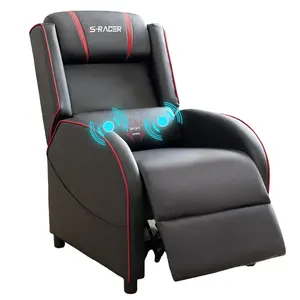 Silla reclinable de estilo de carreras para videojuegos, sillón individual para sala de estar, reclinable de cuero PU, asiento para cine en casa