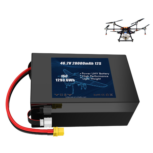 LiHV Lithium Polymer High Voltage Battery 46.2V 12S 28000mAh 15C 500 Cycles -30~60 for Drone Long Range Agricultural Drone UAV