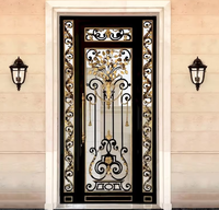 Porte d'entrée moderne en fer forgé Prima avec verre trempé, porte de sécurité pour villa, hôtel, porte en fer forgé