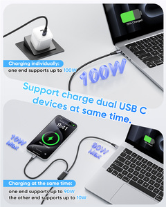 Câbles de données USB C SUNGUY 2 en 1 100W PD, câble de charge rapide de type C, câble d'alimentation USB C pour téléphone, ordinateur portable et utilisation en voiture - Product Image 2