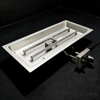Kit de foyer au gaz rectangulaire en acier inoxydable de 73 cm à encastrer pour foyer extérieur et cheminée.