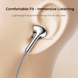 Écouteurs intra-auriculaires filaires universels Type-C 3,5 mm argentés, câble en TPE, basses puissantes, pour le sport - Product Image 6