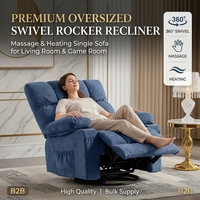 Fauteuil inclinable individuel VANBO, massage 8 points et chauffage, fauteuil pivotant à 360° avec poche de rangement latérale