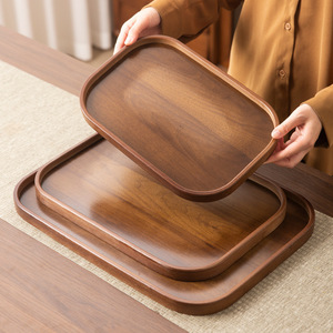 Wooden Serving Trays Rectangular <b>Bamboo</b> With Handle For Home Coffee <b>Table</b> Use - Product Image 3