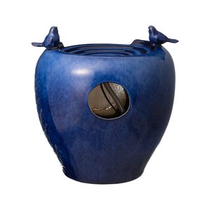 <span class=keywords><strong>Fontaine</strong></span> décorative en céramique avec chute d'eau, motif de plante en relief, deux oiseaux, <span class=keywords><strong>bleu</strong></span> Cobalt, <span class=keywords><strong>fontaine</strong></span> de jardin - Product Image 5
