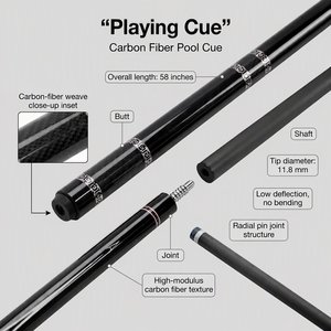 Queue de billard Predator en fibre de <span class=keywords><strong>carbone</strong></span>, 2 pièces, 58 pouces, avec incrustation géométrique noire, fût à faible déflexion, prise en main fluide, pointe de 12,4 mm - Product Image 1