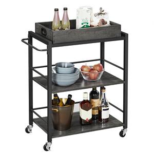 Chariot <span class=keywords><strong>de</strong></span> <span class=keywords><strong>cuisine</strong></span> moderne <span class=keywords><strong>VASAGLE</strong></span> à 3 niveaux en métal sur roulettes avec rangement pour la maison, l'hôtel et la salle à manger - Product Image 6