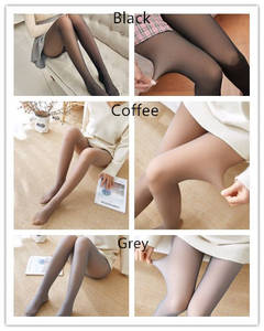 <span class=keywords><strong>Collants</strong></span> en polaire translucides effet faux pantalon pour femme, couleur unie, coupe ajustée, extensibles, pour l'hiver et l'extérieur - Product Image 2