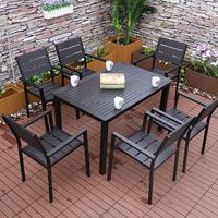 Conjunto de Mesa y Sillas de Comedor para Exteriores, Moderno y Duradero, de Aluminio, Plástico, Madera y Metal, para Balcón, Jardín, Parque, Casa de Campo, Ocio