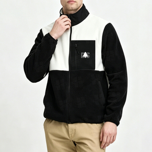 Wholesale Windproof Full <b>Zip</b> Sweatshirt Pullover Custom Embroidery Logo Design Casual Color Block Men's Polar Fleece <b>Jacket</b> - Product Image 2
