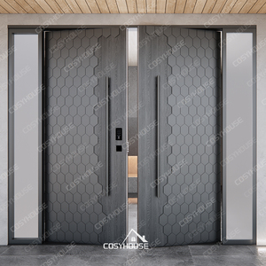Porte d'Ingresso Moderne a Doppio Design per Casa, Conformi agli Standard Europei, Porte Esterne Residenziali Nere Preassemblate - Product Image 1