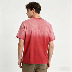 Camiseta de Manga Corta Personalizada de Fábrica para Hombre, 100% Algodón, Cuello Redondo, Corte Regular Informal, Camiseta Tejida Transpirable con Efecto Desgastado por el Sol - Product Image 4