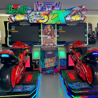 Jeu de course de moto d'arcade pour 2 joueurs, simulateur à double écran, à monnayeur, éclairage LED pour centre de divertissement