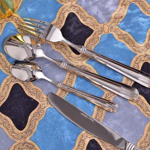 Ensemble de couverts de luxe en acier inoxydable 304 de style européen, personnalisé, très vendu, pour cadeaux d'affaires, finition poli miroir doré et argenté - Product Image 4