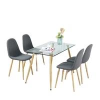 Ensemble de Meubles de Salle à Manger Moderne Luxe Nordique pour Maison et Restaurant, Table Rectangulaire à Plateau en Verre et Pieds en Métal pour 4 Personnes