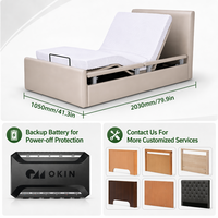 Lit médical électrique réglable OKIN Motor, lit de soins à domicile à gravité zéro, lit pour patient réglable en hauteur avec batterie de secours et 4 roulettes médicales