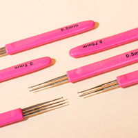 Kit d'aiguilles à crochet pour dreadlocks 0,5 mm et 0,75 mm avec manche rose pour tressage de cheveux