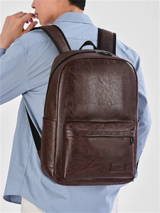 Premium Western Good Quality Slim Laptop Dark <strong>Brown</strong> Luxury Top Grain Custom Pu Leather <strong>Backpack</strong> with logo Embossed - Product Image 4