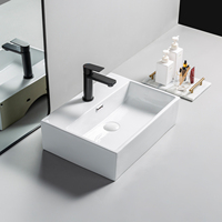 Vasque Sanitaire Sundowner à Poser en Céramique, Lavabo Moderne Rectangulaire pour Salle de Bain
