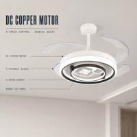 Ventilateur de plafond pliable en métal avec lumière LED, 5 pales inversées, 42/52 pouces, BLDC, 6 vitesses, télécommande, design moderne pour la maison
