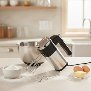 <span class=keywords><strong>Batidora</strong></span> manual potente <span class=keywords><strong>de</strong></span> <span class=keywords><strong>500W</strong></span> con 5 velocidades y Turbo, mezclador <span class=keywords><strong>de</strong></span> cocina manual <span class=keywords><strong>de</strong></span> acero inoxidable, incluye batidores y ganchos para masa - Product Image 2