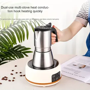 Cafetière Moka Kingze de style italien classique, cadeau d'affaires, en acier inoxydable, 250 ml/350 ml, portable, avec couvercle - Product Image 4