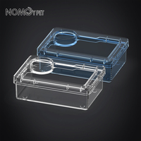 NOMOY PET, nuevo cuenco de alimentación antiescape transparente azul blanco con comedero suplementario para reptiles