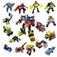 मिनी ईंटों खिलौने 1 में 3 इंजीनियर और रोबोट मिनी प्लास्टिक इमारत ब्लॉकों