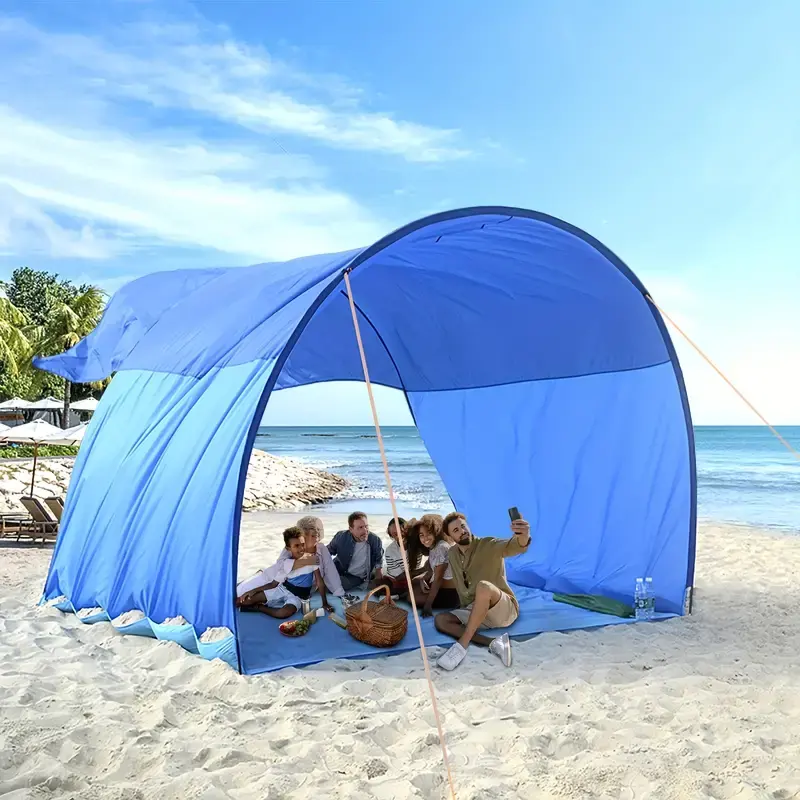 Upf50 5 orang dewasa, tenda pantai naungan matahari kanopi Pop Up, Naungan matahari tenda pantai Cabana pantai naungan matahari