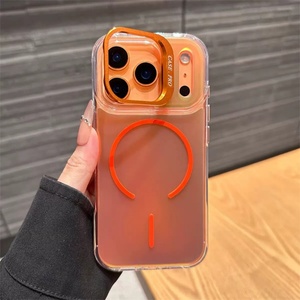Support de protection pour objectif d'appareil photo Aurora Gradient pour iPhone 17 16 15 Pro Max Air, coque arrière pour iPhone 16 avec support et protection d'objectif - Product Image 1