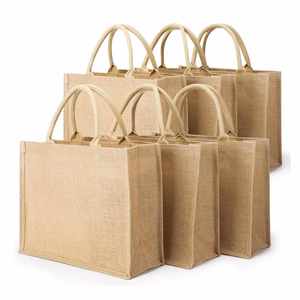 Bolsa de Yute Laminada Ecológica, Bolsa de Compras Reutilizable de Lino, con Logotipo Personalizado para Publicidad - Product Image 3