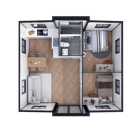 Installation rapide d'une maison conteneur pliable et extensible en acier préfabriqué, 2 chambres, 1 salle de bain