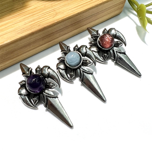 Gioielli con ciondolo croce retrò stile Punk pietre naturali Charoite <span class=keywords><strong>acquamarina</strong></span> moda gotico croce spada Charms per <span class=keywords><strong>collana</strong></span> da uomo - Product Image 1