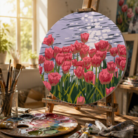 Kit de peinture par numéros DIY à motif floral rond, style moderne, pour décoration intérieure