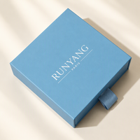 Ensemble d'emballage de bijoux personnalisé OEM avec boîte cadeau bleu clair et pochette à fermeture à bouton pour boucles d'oreilles, colliers et présentation en magasin