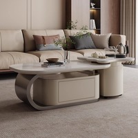 Table à thé en forme de feuille de designer moderne minimaliste Design Table basse de luxe irrégulière et ensemble de support TV pour le salon