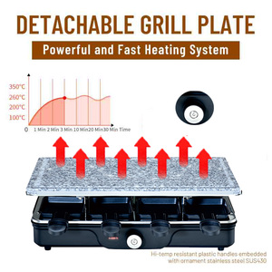 Parrilla Eléctrica Raclette Coreana <span class=keywords><strong>para</strong></span> BBQ, Derretir Queso y Cocinar <span class=keywords><strong>Carne</strong></span>, Ideal <span class=keywords><strong>para</strong></span> Fiestas y Familia, Placa de <span class=keywords><strong>Piedra</strong></span> Desmontable Antiadherente de PTFE <span class=keywords><strong>para</strong></span> el Hogar - Product Image 5
