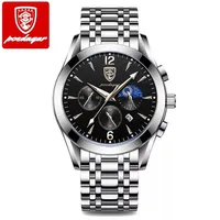 Vente en gros de montres chronographes à quartz de luxe pour hommes Poedagar 829, étanches 3ATM, bracelet en alliage et cuir avec bracelet en acier inoxydable
