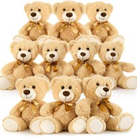 Ours en peluche classique de 35 cm, coussin marron avec nœud papillon, ours bleus, figurine de dessin animé, oreiller décoratif, cadeau