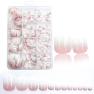 240 Uñas Postizas Acrílicas Suaves en Forma de X, Transparentes, Color Nude Rosa, Cobertura Total, con Pegamento para Salón - Product Image 2