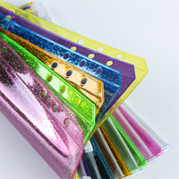 Pochettes A5 A6 A7 à fermeture éclair, pochettes PVC colorées à paillettes, sacs de rangement pour feuilles mobiles, enveloppes à monnaie zippées, protège-documents