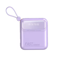 Nouvelle batterie externe mini 10000 mAh avec écran LED, charge rapide, chargeur portable, polymère, double micro, câbles intégrés, Powerbank 21700